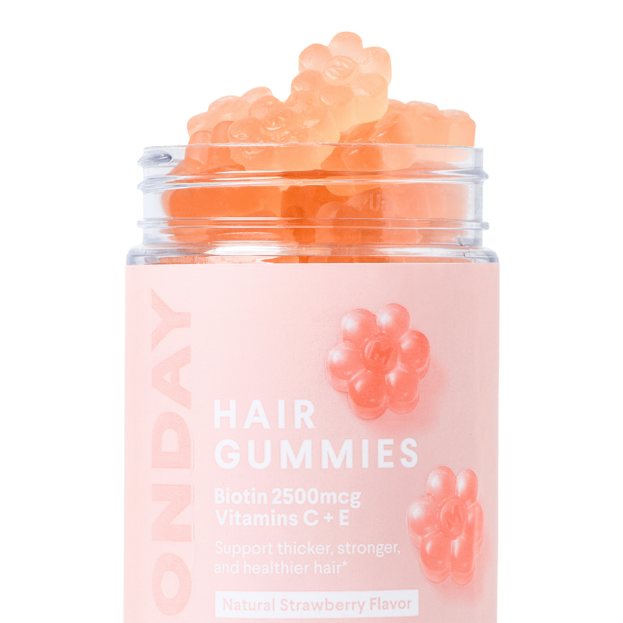 MONDAY HAIRCARE Hair Gummies - met aardbeiensmaak - biotine, vitamine C, E, 60stuks