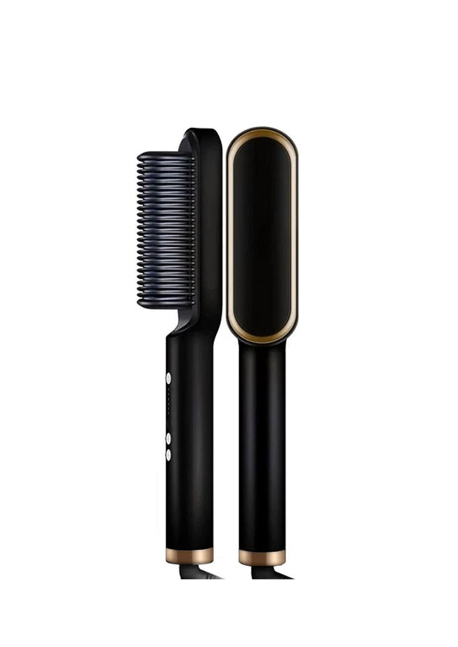NEW LÁMORIE Luxury Hair Straightener Brush Matte Black-Gold