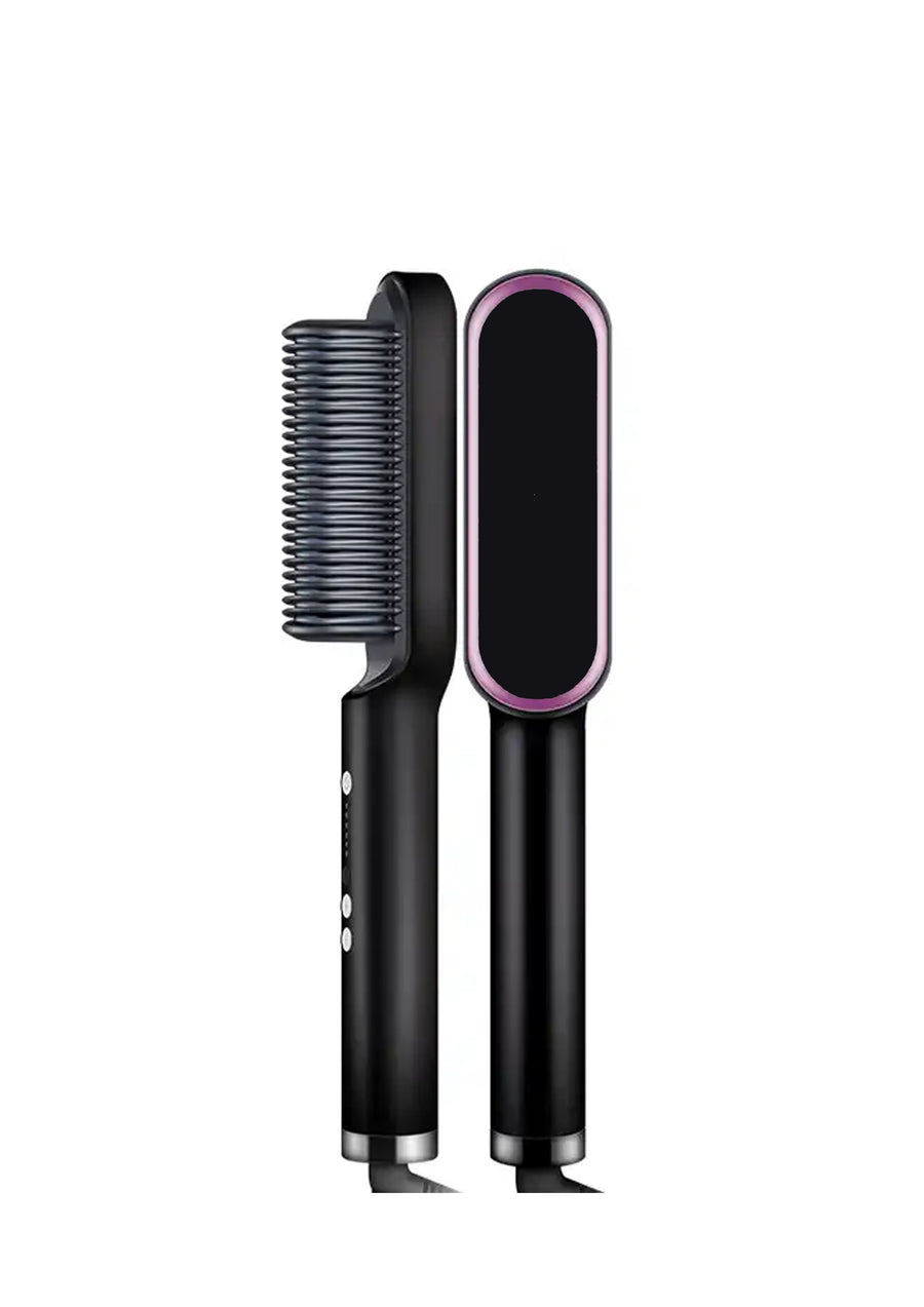 NEW LÁMORIE Luxury Hair Straightener Brush Matte Black-Pink